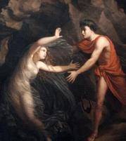 绘画中因俄耳甫斯回头看而跌回冥府的欧律狄刻